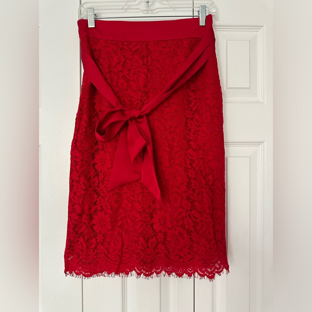Petite Satin Bow Lace Skirt